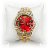 Diamond Red Gold Band Watch