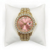 CZ Gold Pink Band Watch