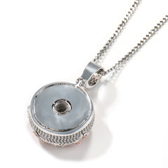 Silver Iced Out Pink Donut Pendant Necklace