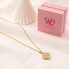 Full Pavé CZ Clover Pendant Necklace