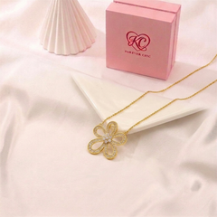 Openwork Pavé Crystal Flower Pendant Necklace