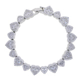 Baguette Heart Halo Tennis Bracelet