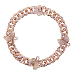 Butterfly zircon Cuban chain anklet