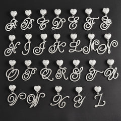 Diamond Letter Heart Pendant Cuban Necklace