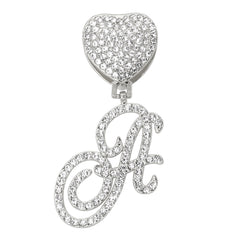 Diamond Letter Heart Pendant Cuban Necklace