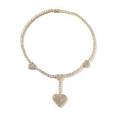 Drop Heart Tennis Necklace