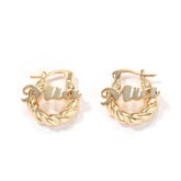Custom Nameplate Twisted Hoop Earrings