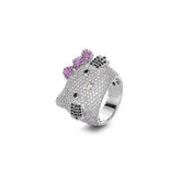 Iced-Out Kitty Statement Ring