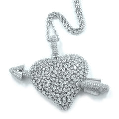 Iced-Out Arrow Heart Custom Photo Locket Necklace