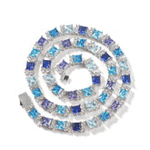 Blue Princess Cut Tennis Chain