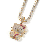 Collier pendentif chat glacé