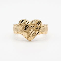 Gold Cut Nugget Heart Ring