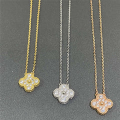 Full Pavé CZ Clover Pendant Necklace