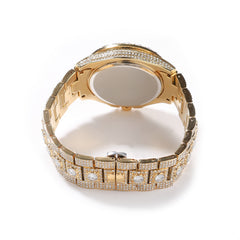 Gold Iced Out CZ Diamond Quartz Watch for Men