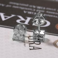 Silver Cubic Zirconia Flower Cluster Stud Earrings