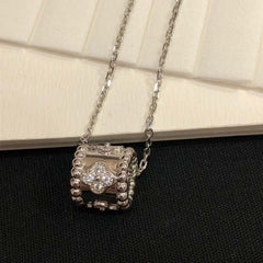 Pavé Clover Barrel Cylinder Pendant Necklace