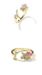 Gold Letter Cat Ring – Open Band