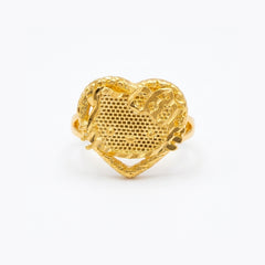Textured Lattice Heart H kitty Ring
