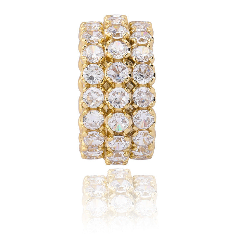 Three rows of large zircon electroplated rings