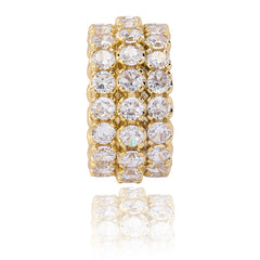 Three rows of large zircon electroplated rings