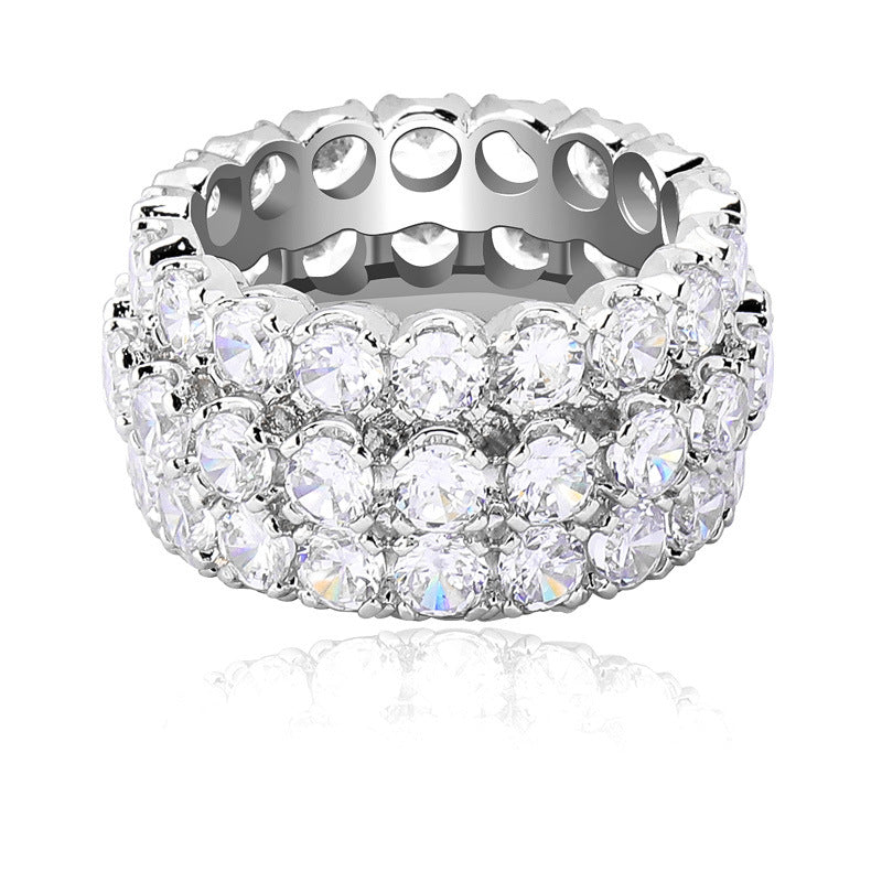 Three rows of large zircon electroplated rings