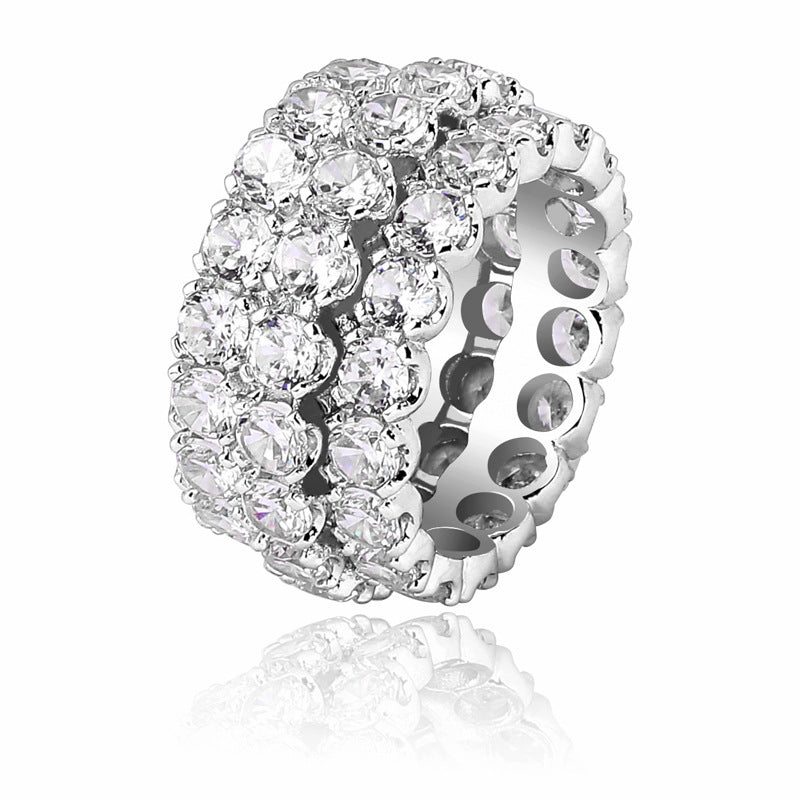 Three rows of large zircon electroplated rings