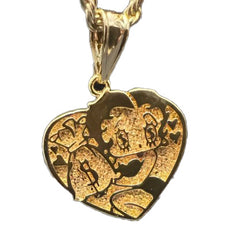 Gold Betty Boop Heart Money Pendant Necklace