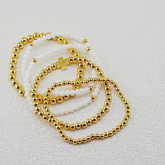 Golden Faith Beaded Bracelet Stack Set