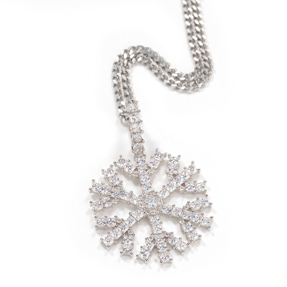Lava necklace full ice crystal zircon