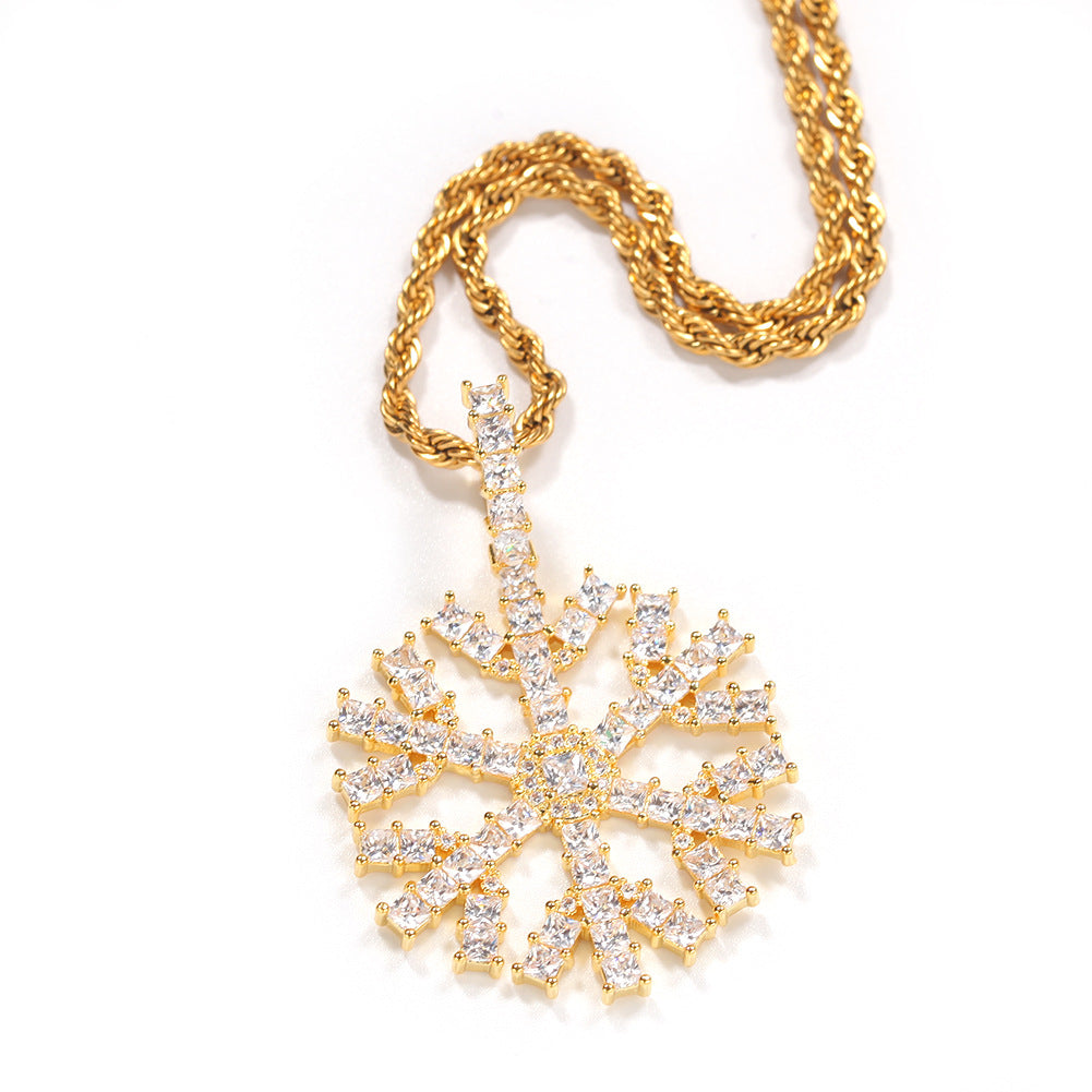 Lava necklace full ice crystal zircon
