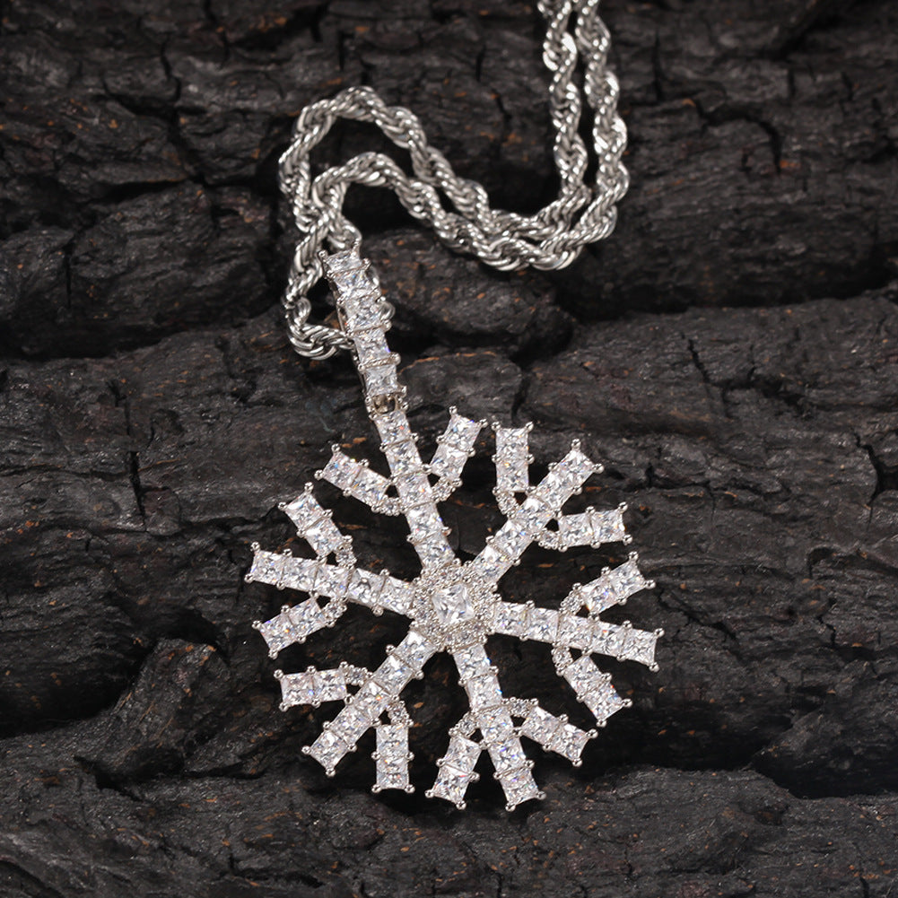 Lava necklace full ice crystal zircon