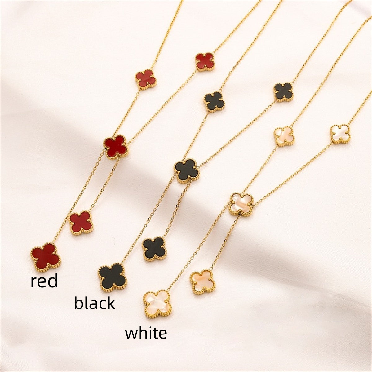 Multi-Motif Clover Station Y-Necklace