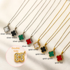 Double-Sided Clover Pendant Necklaces