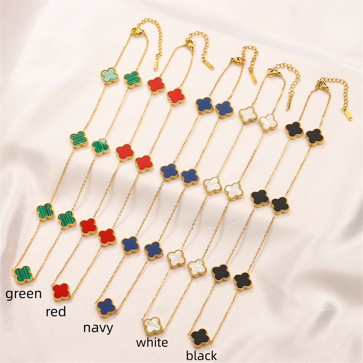 Multi-Motif Clover Station Necklace