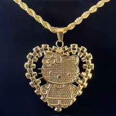 Kitty Heart Pendant Necklace