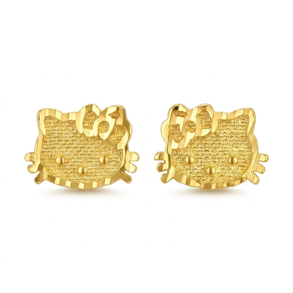 Textured Mesh H Kitty Stud Earrings