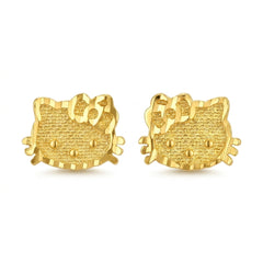 Textured Mesh H Kitty Stud Earrings