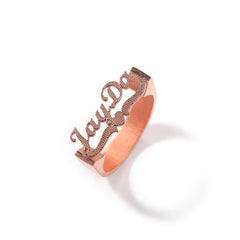 Rose Gold Custom Old English Script Nameplate Ring