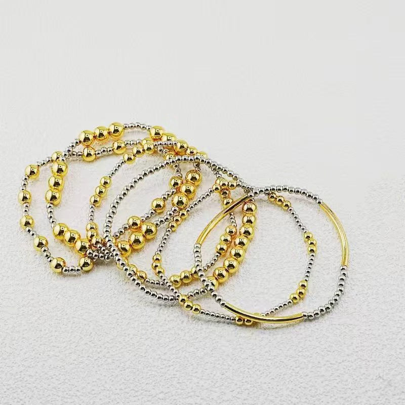 Dual-Tone Cascade Beaded Bracelet Stack Set