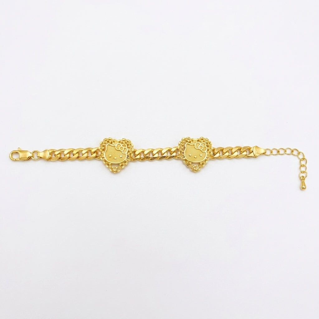 Heart Kitty Curb Link Bracelet