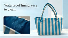 Terry Cloth Beach Tote Bag Large Toweling Handbag for Summer Vacation