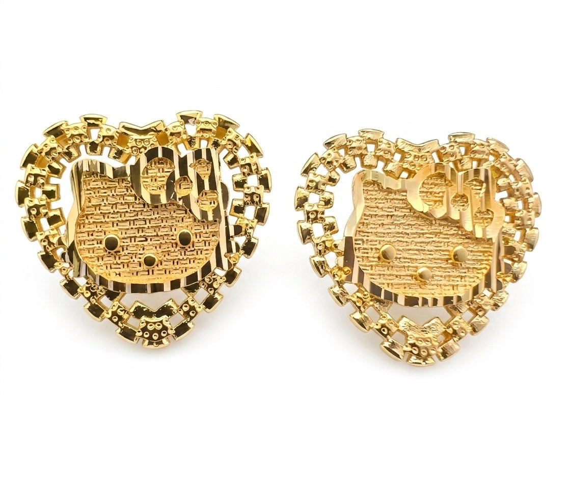 Heart Kitty Earrings