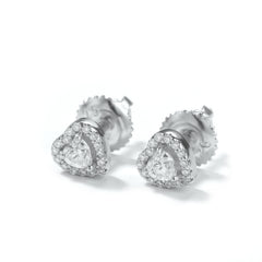 Silver Heart Halo Stud Earrings