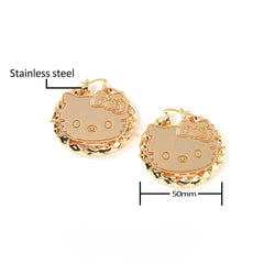 Kitty Bamboo Hoop Earrings