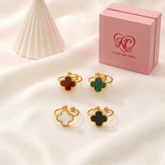 Adjustable Ball-End Clover Open Ring