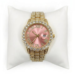 CZ Gold Pink Band Watch