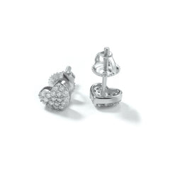 Plated Moissanite Pave Heart Stud Earrings