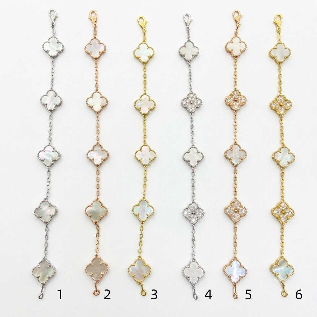 Mother of Pearl 5 Motif Clover Bracelet