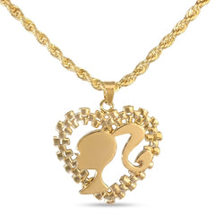Lattice Girl Silhouette Pendant Necklace