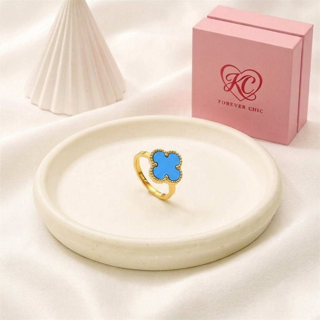 Blue Clover Ring
